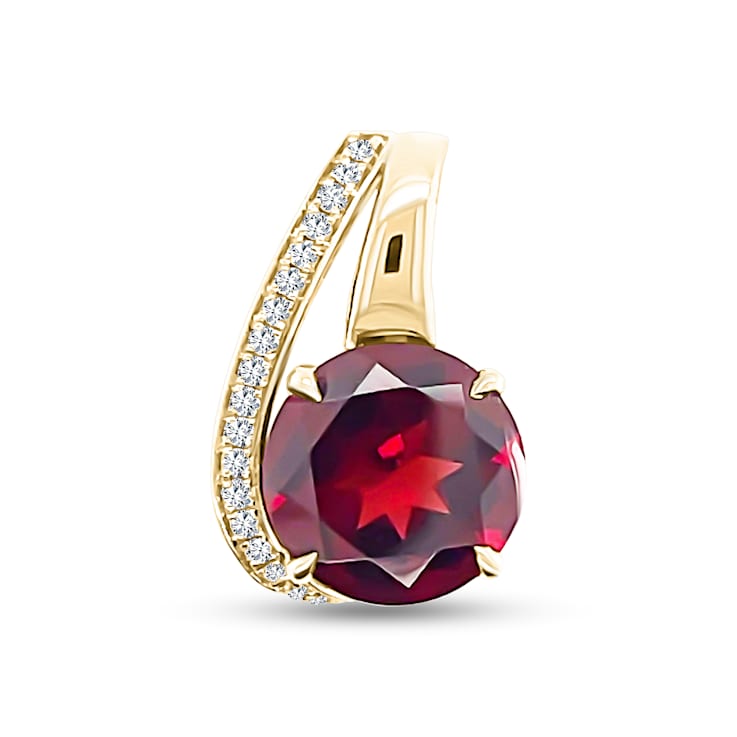 18K Yellow Gold Garnet and Diamond Pendant 4.09ctw