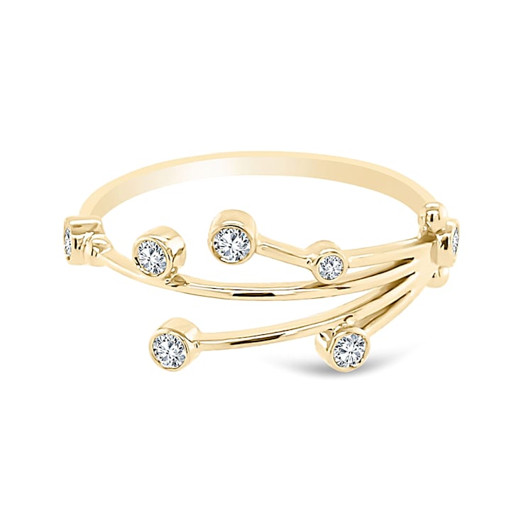 18K Gold Diamond Libra Zodiac Constellation Ring .15ctw