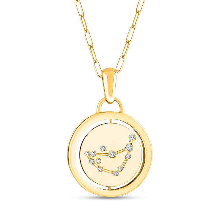 14K Yellow and White Gold Capricorn Zodiac and Constellation Rotary Pendant