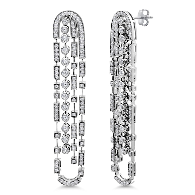 18K White Gold Drop Dangle Diamond Earrings 2.55ctw