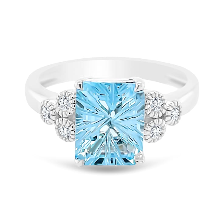 18K White Gold Sky Blue Topaz and Diamond Ring 2.66ctw