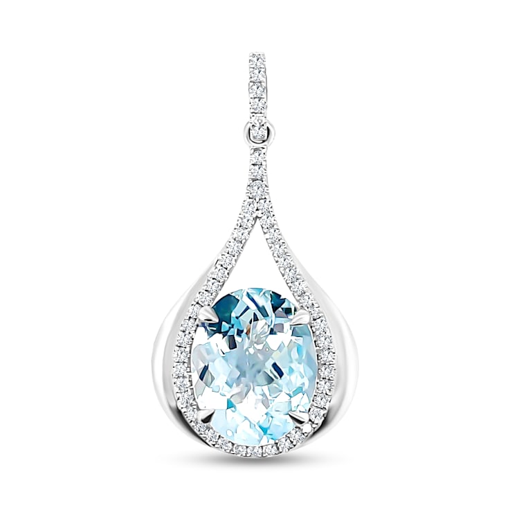 18K White Gold Aquamarine and Diamond Pendant 3.93ctw