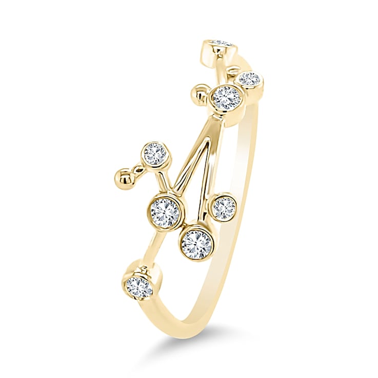 14K Gold Diamond Taurus Zodiac Ring .12ctw