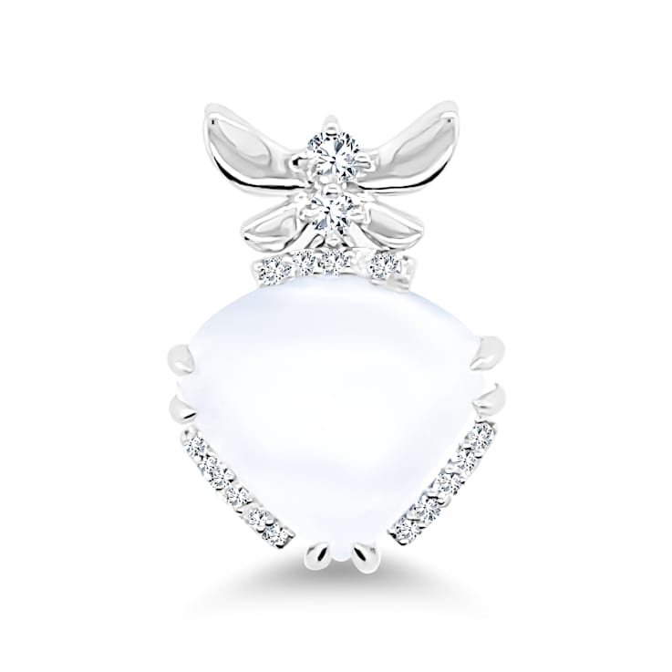 18K White Gold Moonstone and Diamond Pendant 5.83ctw