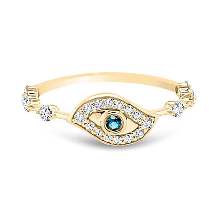 18K Yellow Gold London Blue Topaz and Diamond Ring  .36ctw