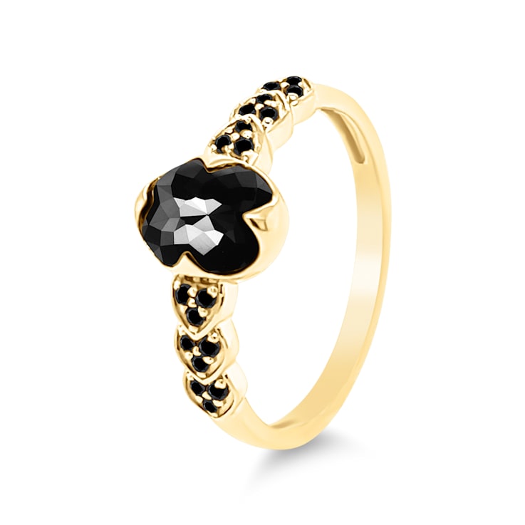 18K Yellow Gold Black Diamond Ring