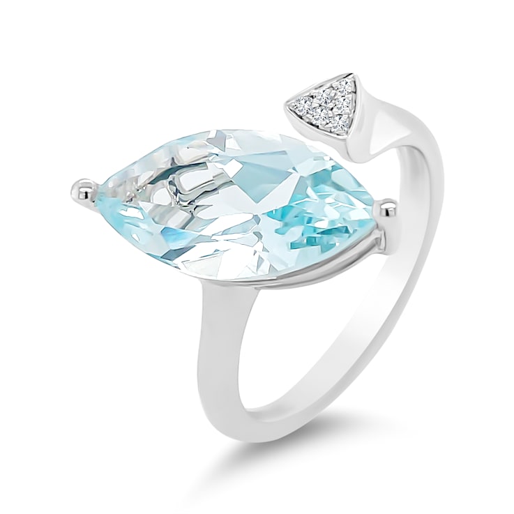 18K White Gold Aquamarine and Diamond Ring 3.31ctw