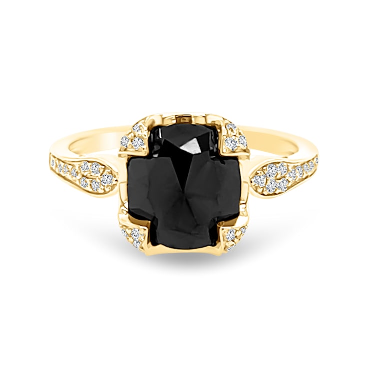 Gold Black Cushion Shape Diamond Ring