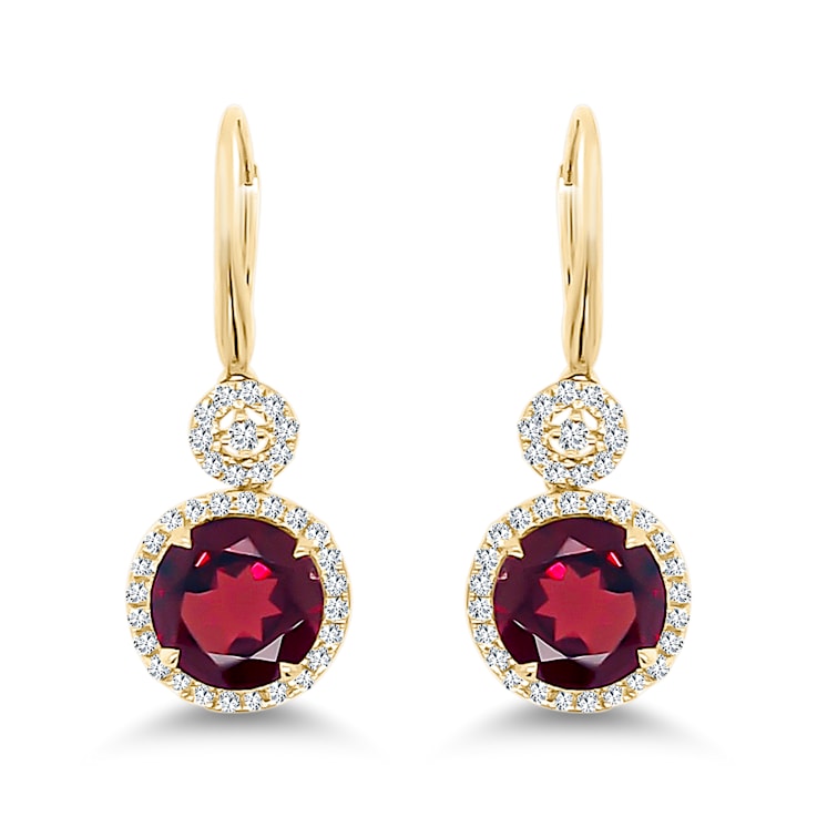 18K Yellow Gold Garnet and Diamond Earrings 8.30ctw