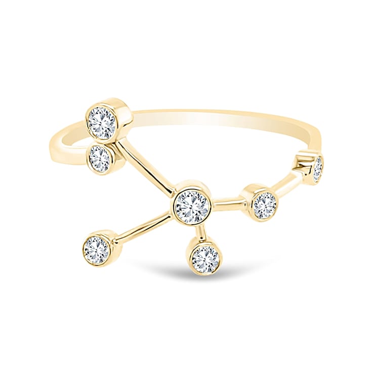 14K Gold Diamond Cancer Zodiac Constellation Ring .17ctw