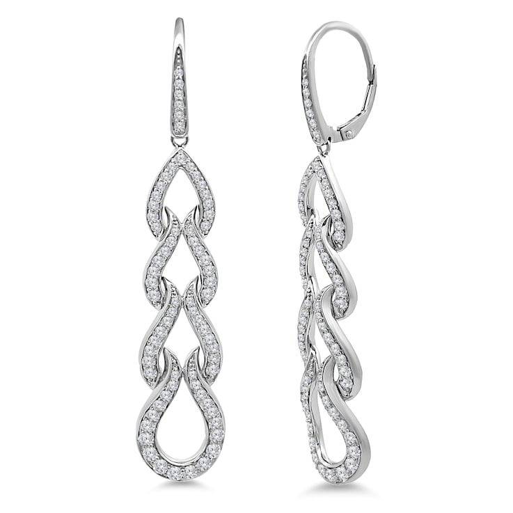 18K White Gold Drop Diamond Earrings 2.26ctw