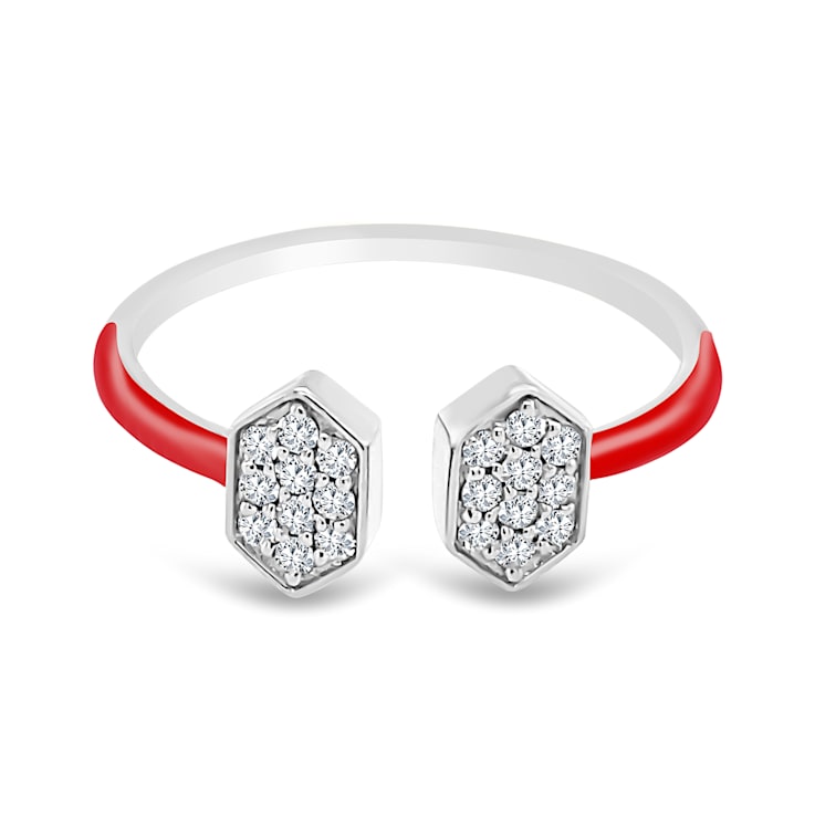 14K White Gold Diamond Open Design Ring .16ctw