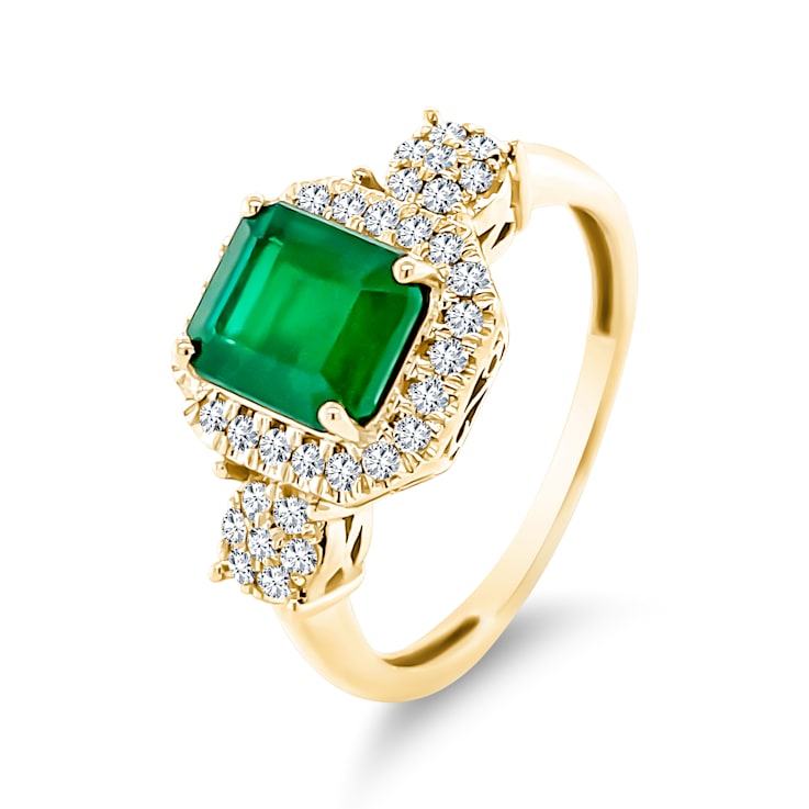 14K Yellow Gold Emerald and Diamond Ring 1.73ctw