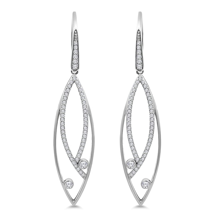 18K White Gold Link Drop Diamond Earrings 0.65ctw