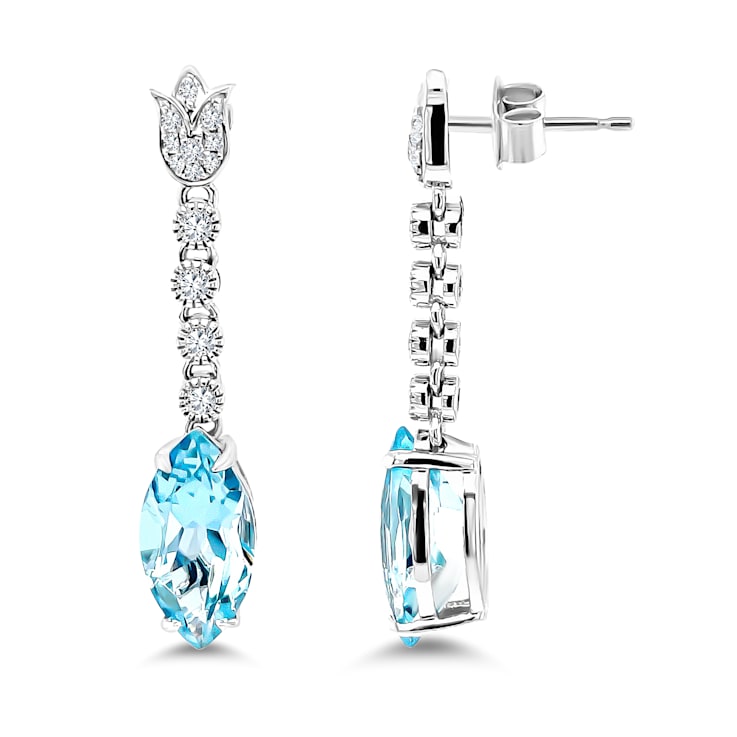 18K White Gold Aquamarine and Diamond Earrings 5.45ctw
