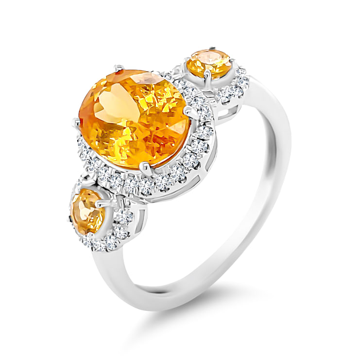 14K White Gold Spessartite and Diamond Ring 3.61ctw