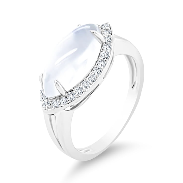 18K White Gold Moonstone and Diamond Ring 3.42ctw