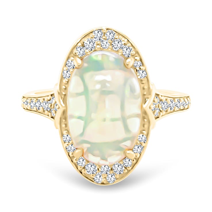 18K Yellow Gold Ethiopian Opal and Diamond Ring 2.78ctw