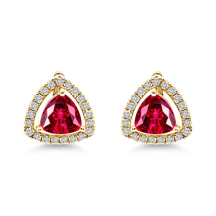 10K Yellow Gold Pink Tourmaline Adjustable Earrings with 0.25 ctw Diamonds