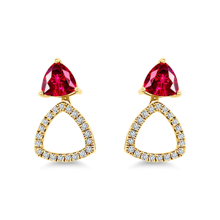 10K Yellow Gold Pink Tourmaline Adjustable Earrings with 0.25 ctw Diamonds