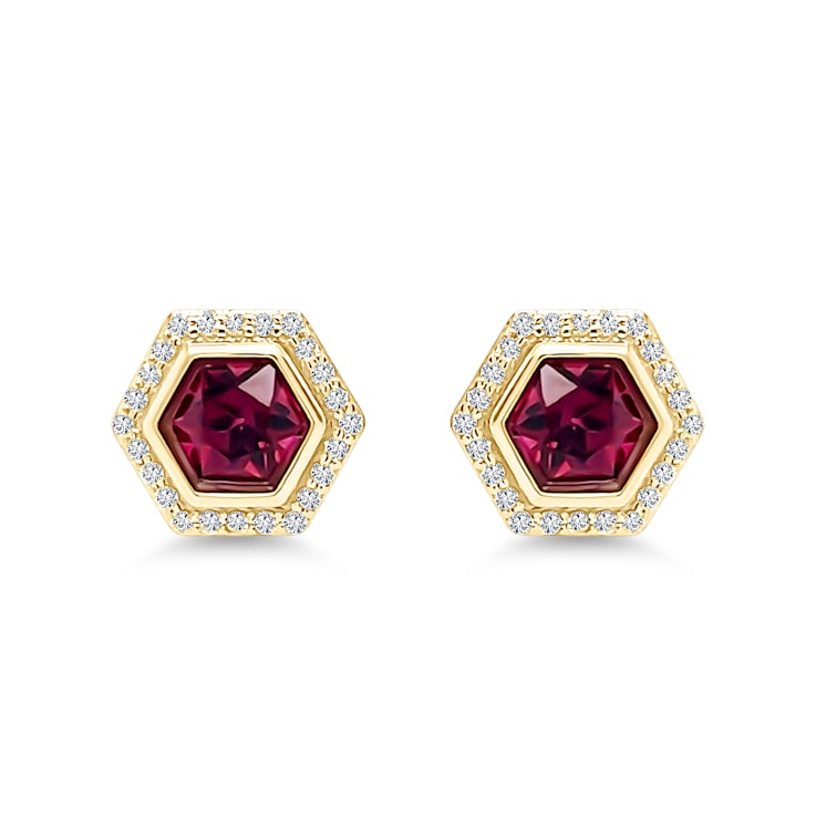 18K Yellow Gold Rhodolite and Diamond Earrings 3.25ctw
