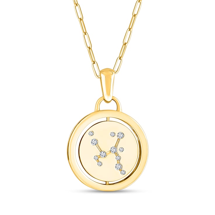 14K Yellow and White Gold Sagittarius Zodiac and Constellation Rotary Pendant