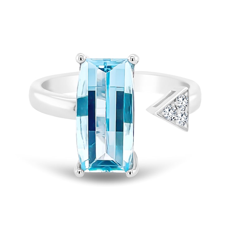 18K White Gold Swiss Blue Topaz and Diamond Ring 3.28ctw