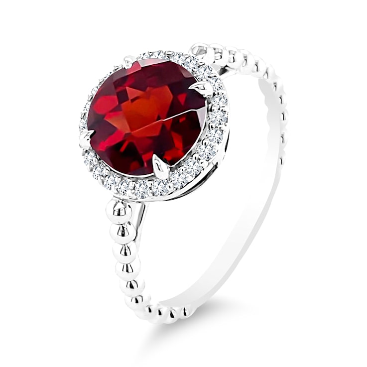 18K White Gold Garnet and Diamond Ring 2.44ctw