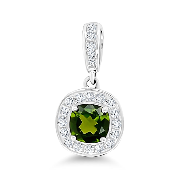 Silver Chrome Diopside Diamond Pendant