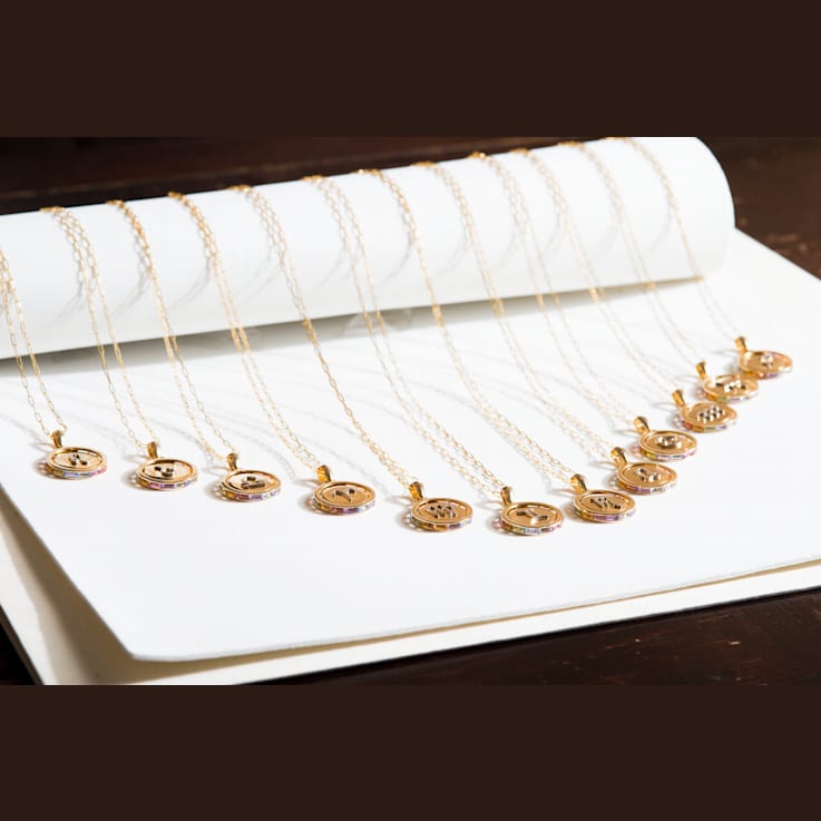 14K Yellow and White Gold Scorpio Zodiac and Constellation Rotary Pendant