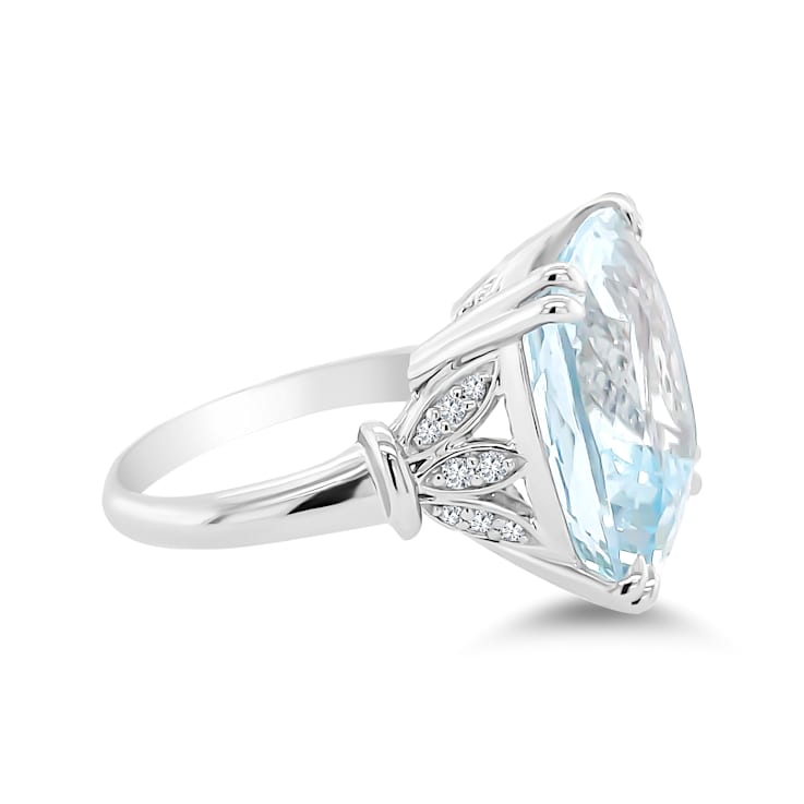 18K White Gold Aquamarine and Diamond Ring 14.76ctw