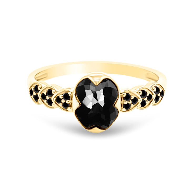 18K Yellow Gold Black Diamond Ring