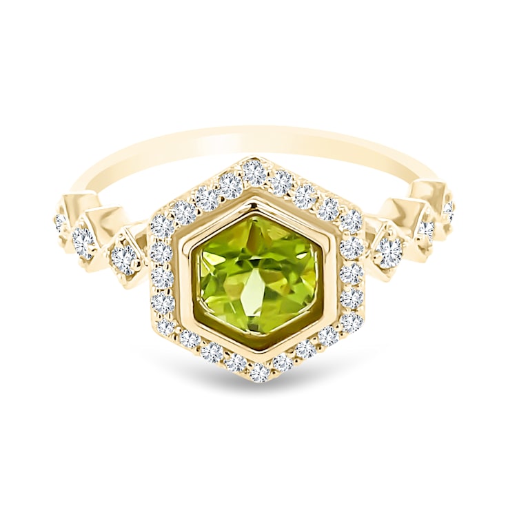 18K Yellow Gold Peridot and Diamond Ring 1.33ctw