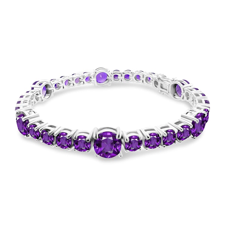 5.00mm and 8.00mm Amethyst sterling silver Bracelet