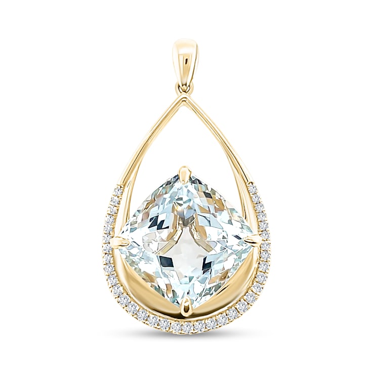 18K White Gold Aquamarine and Diamond Pendant 12.47ctw