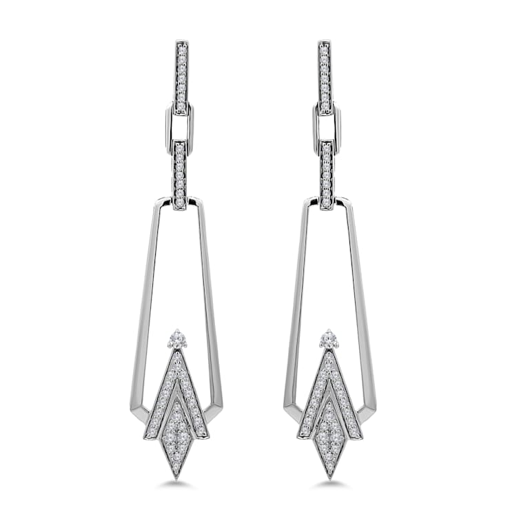18K White Gold Link Drop Earrings 0.69ctw