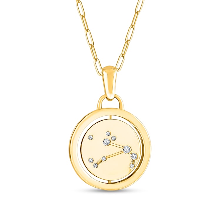 14K Yellow and White Gold Aries Zodiac and Constellation Rotary Pendant