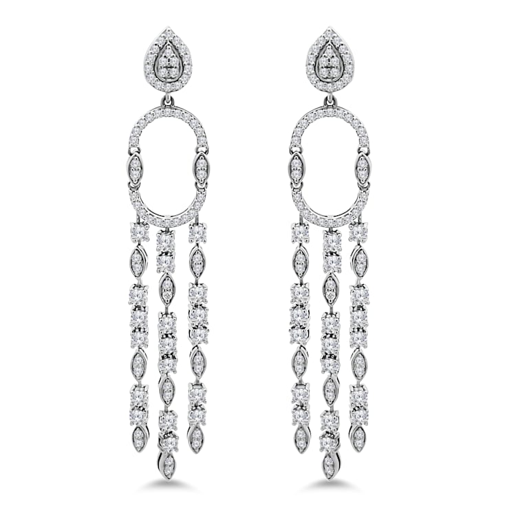 18K White Gold Fringe Drop Diamond Earrings 2.43ctw - 17W2CA