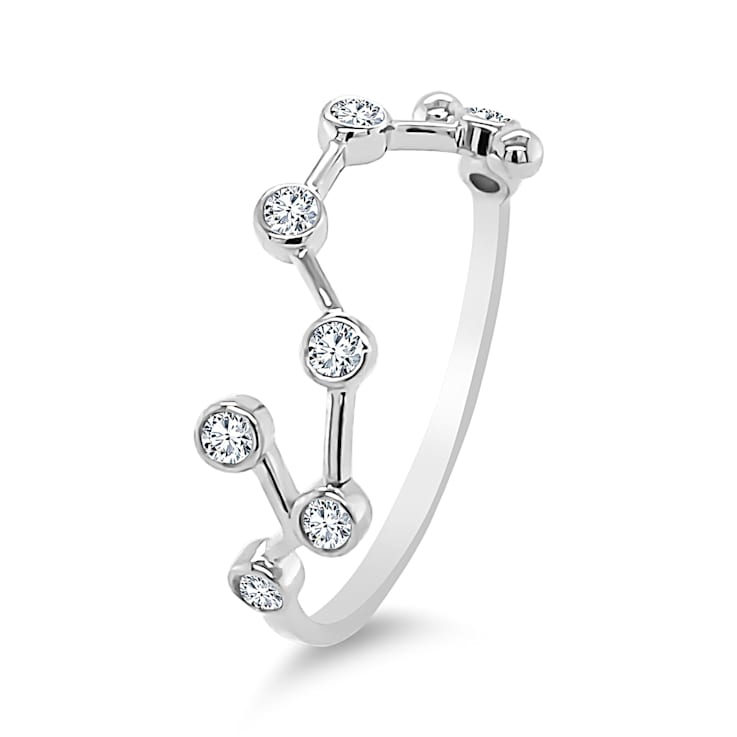 18K Gold Diamond Aquarius Zodiac Ring 0.16ctw