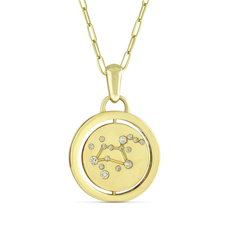 Yellow gold Plate over Sterling Silver Leo Zodiac Constellation Pendant