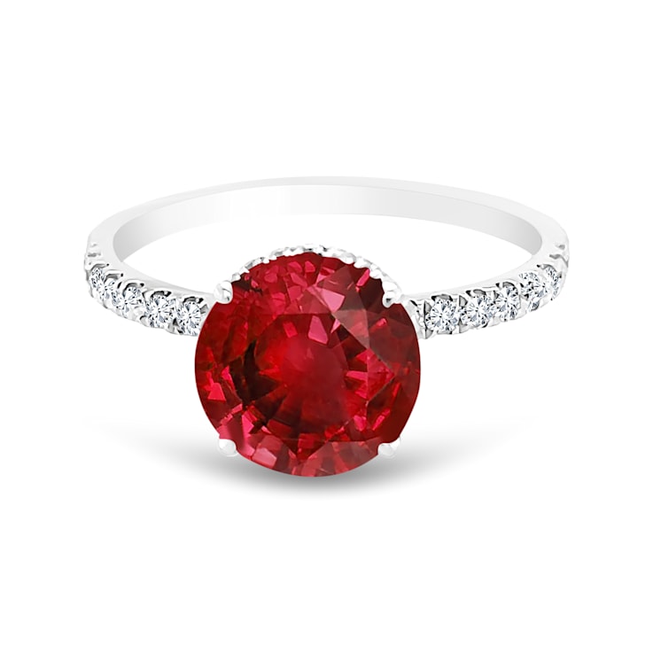 14K White Gold Garnet and Diamond Ring 2.53ctw