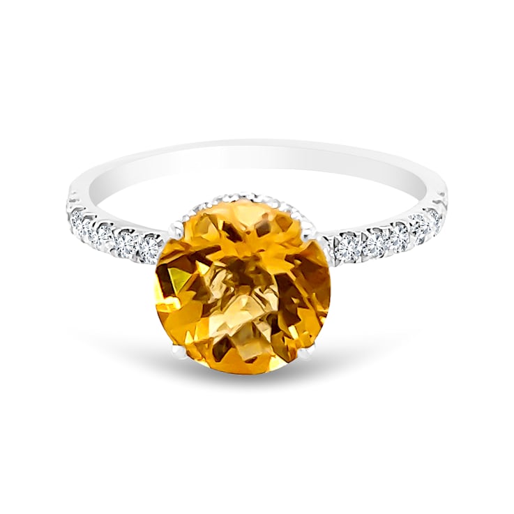 14K White Gold Citrine and Diamond Ring 2.29ctw