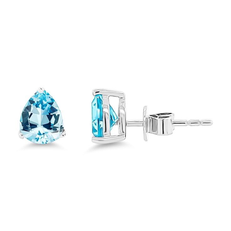 10K White Gold Aquamarine Adjustable Earrings with 0.30 ctw Diamonds