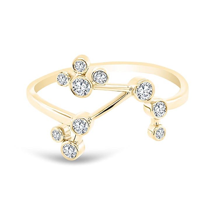 18K Gold Diamond Aries Zodiac Constellation Ring .13ctw