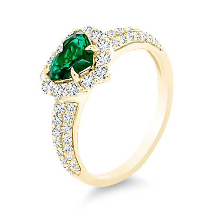 18K Yellow Gold Emerald and Diamond Ring 1.25ctw