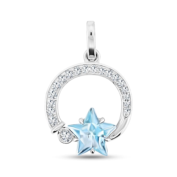 18K White Gold Aquamarine and Diamond Pendant 1.96ctw