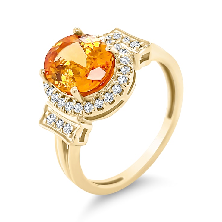 14K Yellow Gold Spessartite and Diamond Ring 2.72ctw