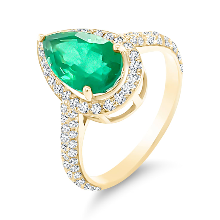18K Yellow Gold Emerald and Diamond Ring 2.60ctw