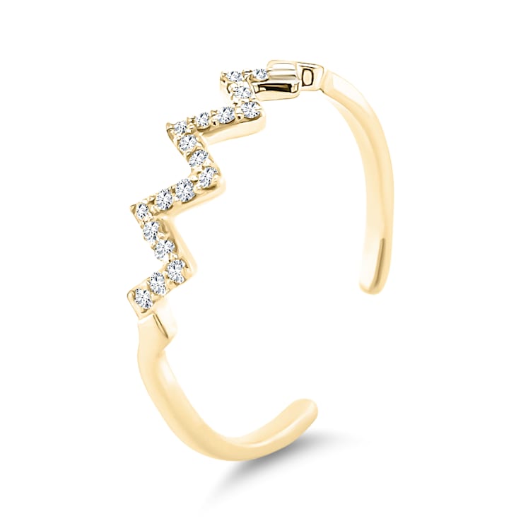 18K Yellow Gold Diamond Adjustable Ring  .11ctw.  Adjusts from size 6 to 8.