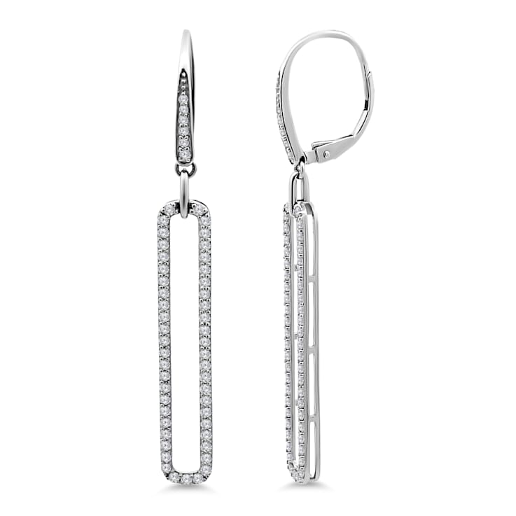 18K White Gold Link Drop Diamond Earrings 1.07ctw